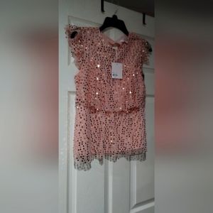 LC small sequins rose gold top